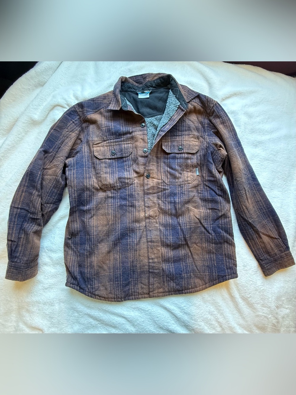 Columbia Windward II Sherpa Lined Plaid Flannel Shirt Jacket Shacket Men’s Large